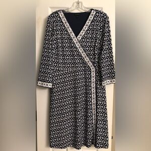 Talbots M dress, navy and white